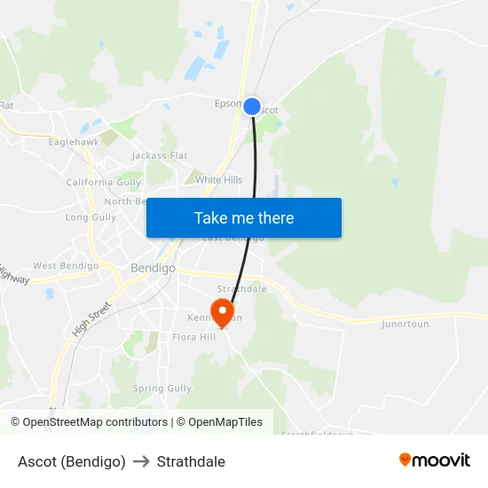 Ascot (Bendigo) to Strathdale map