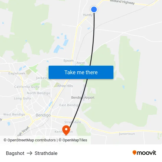 Bagshot to Strathdale map