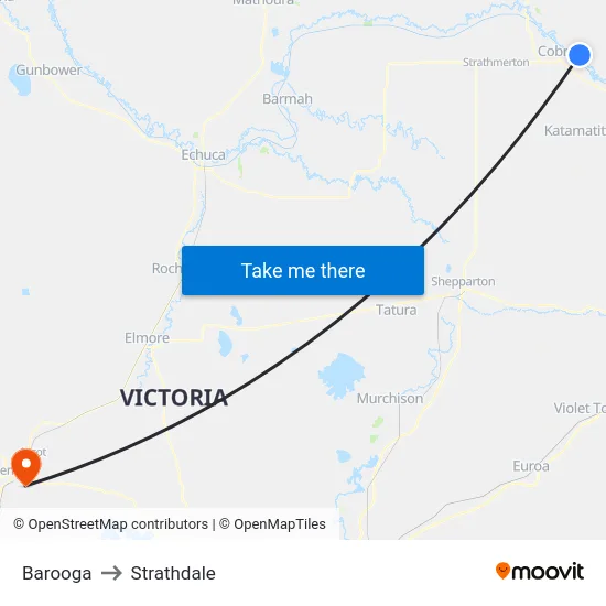 Barooga to Strathdale map