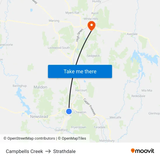 Campbells Creek to Strathdale map