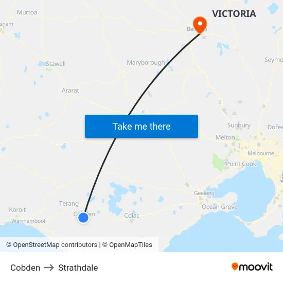 Cobden to Strathdale map