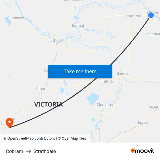 Cobram to Strathdale map