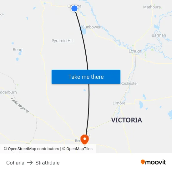 Cohuna to Strathdale map