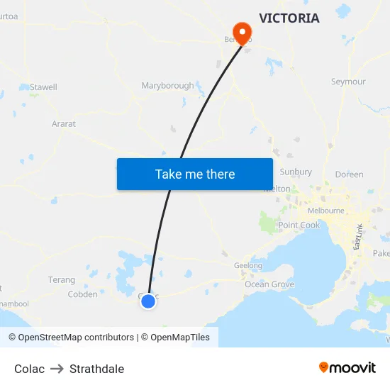Colac to Strathdale map