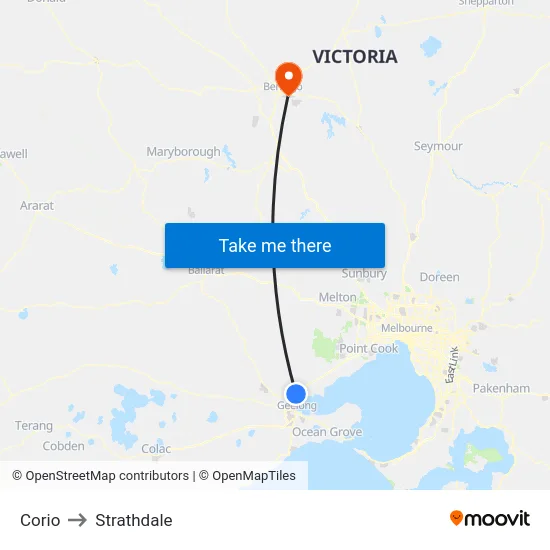 Corio to Strathdale map