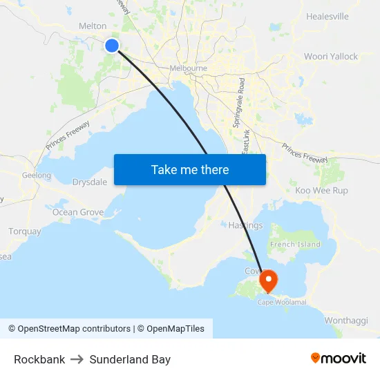 Rockbank to Sunderland Bay map