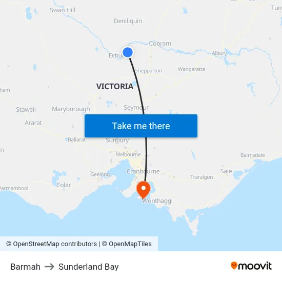 Barmah to Sunderland Bay map
