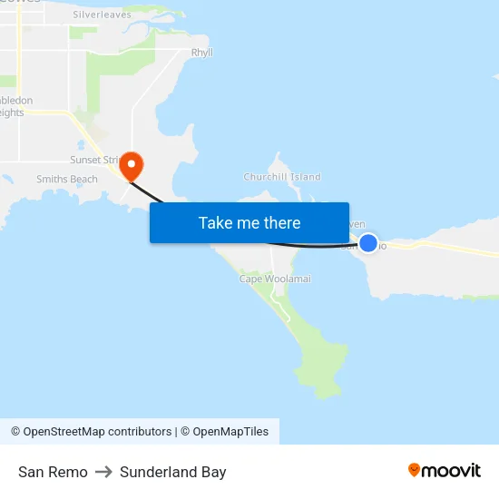 San Remo to Sunderland Bay map