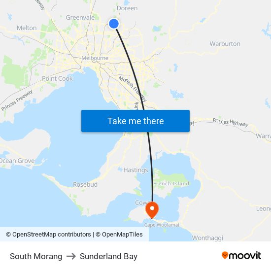 South Morang to Sunderland Bay map