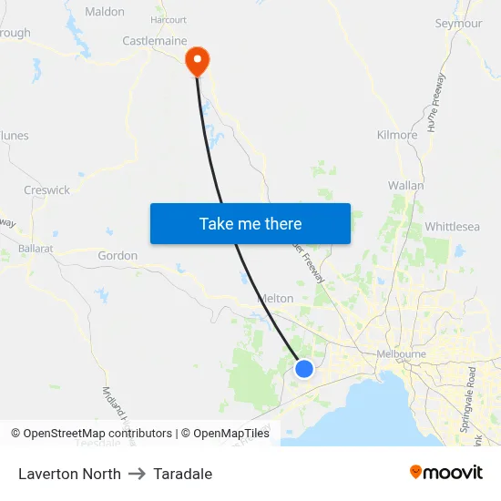 Laverton North to Taradale map