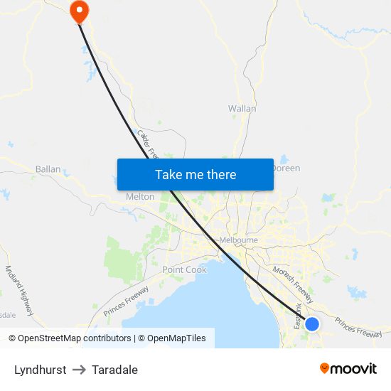 Lyndhurst to Taradale map