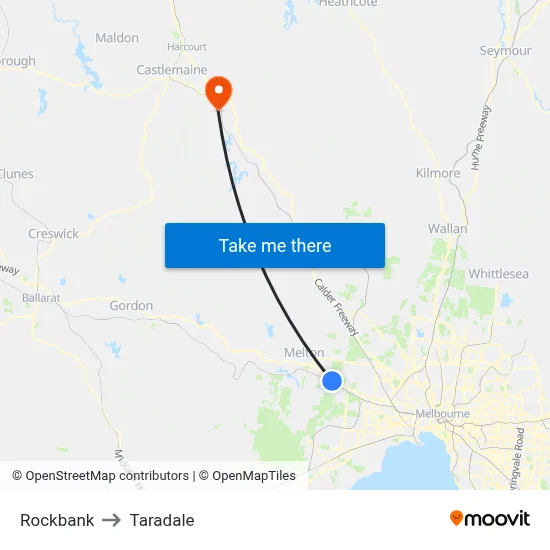 Rockbank to Taradale map