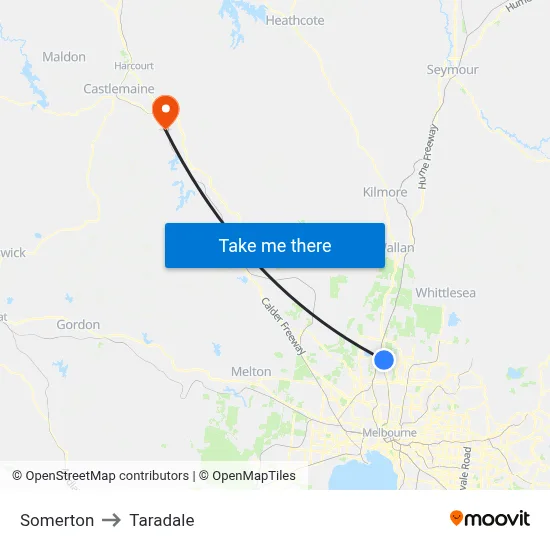 Somerton to Taradale map
