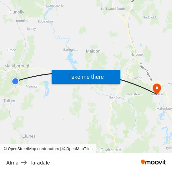 Alma to Taradale map
