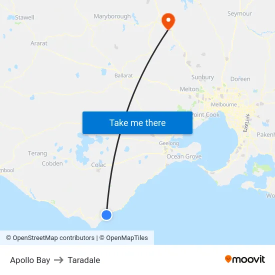 Apollo Bay to Taradale map