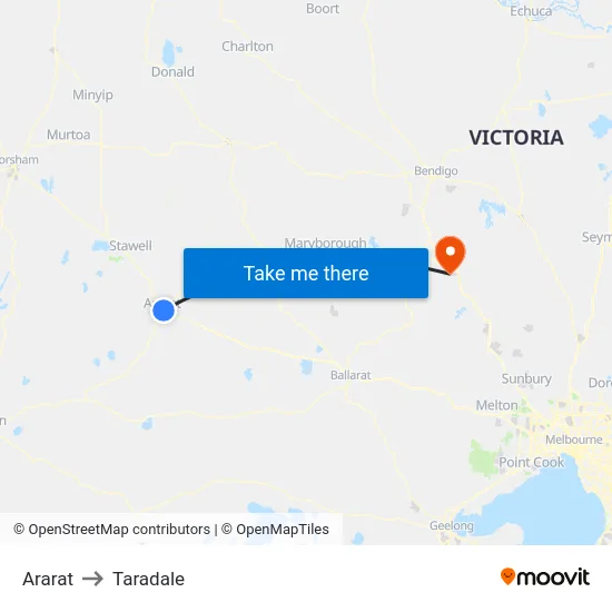 Ararat to Taradale map