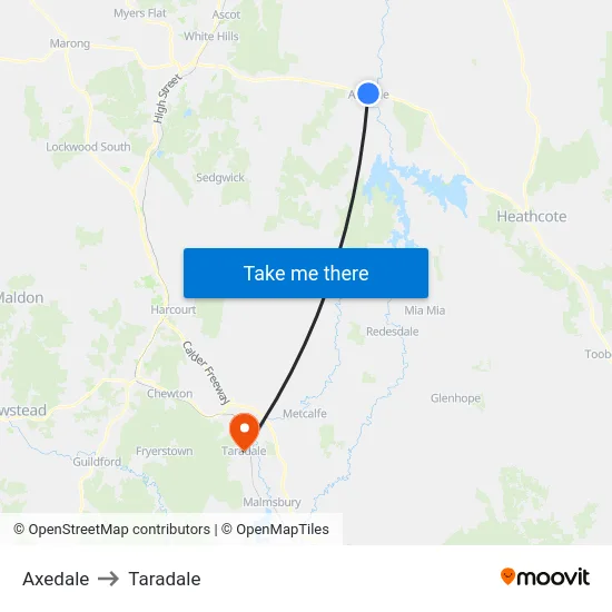 Axedale to Taradale map