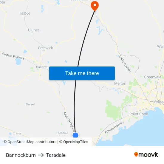 Bannockburn to Taradale map