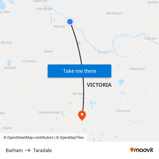 Barham to Taradale map