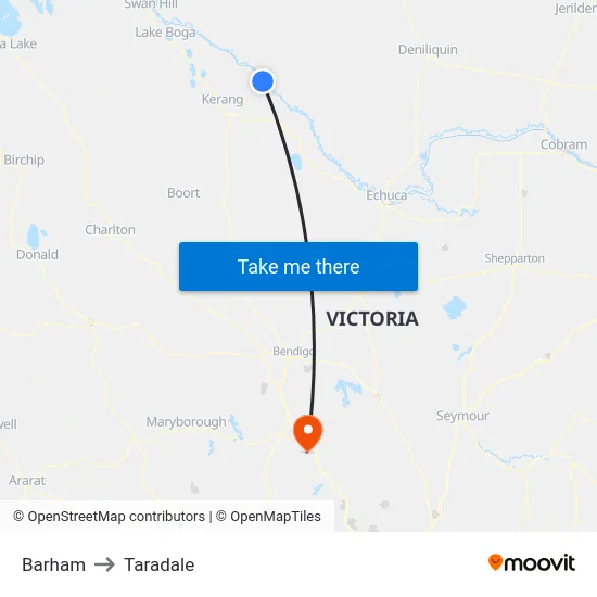 Barham to Taradale map