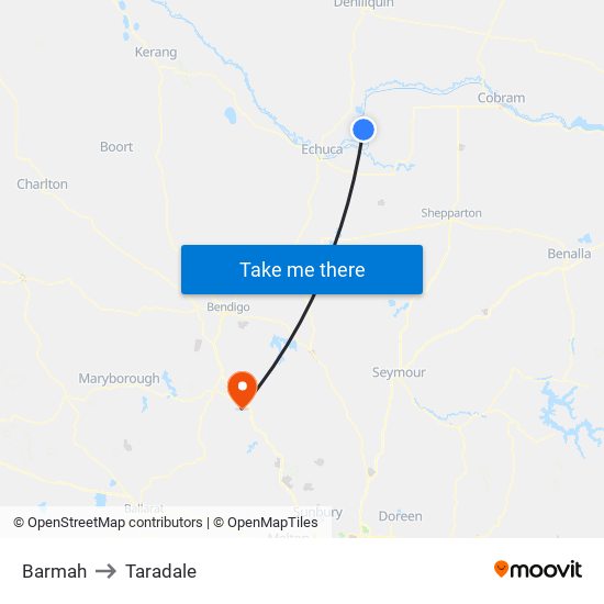 Barmah to Taradale map