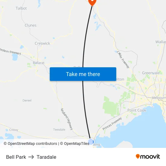 Bell Park to Taradale map
