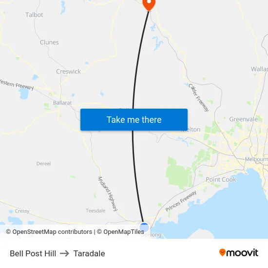 Bell Post Hill to Taradale map