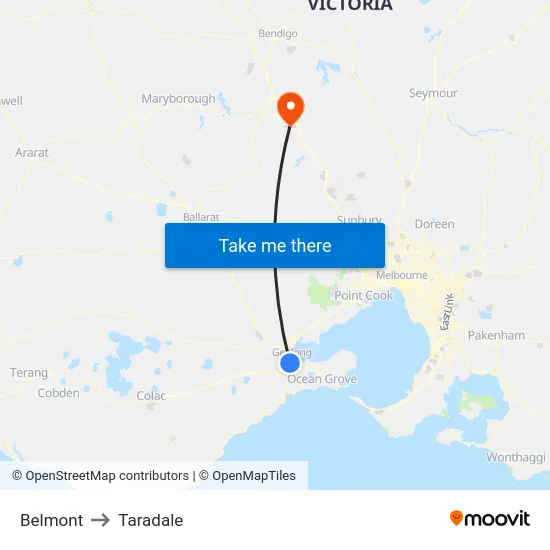 Belmont to Taradale map