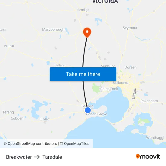 Breakwater to Taradale map