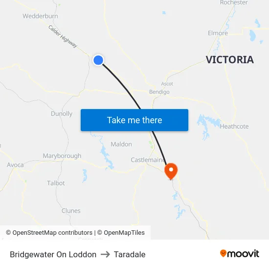 Bridgewater On Loddon to Taradale map