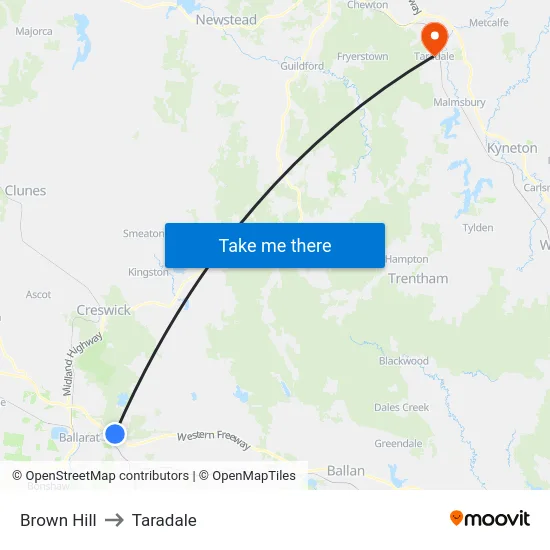 Brown Hill to Taradale map