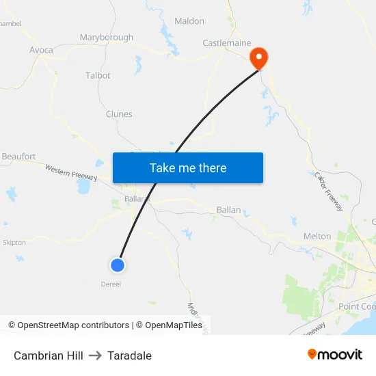 Cambrian Hill to Taradale map
