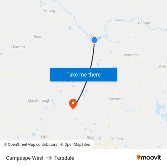 Campaspe West to Taradale map