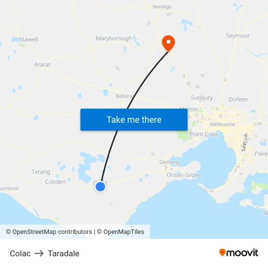 Colac to Taradale map