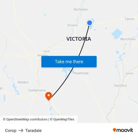 Corop to Taradale map