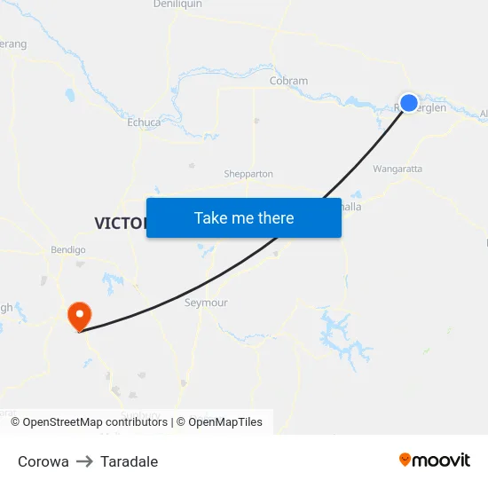 Corowa to Taradale map
