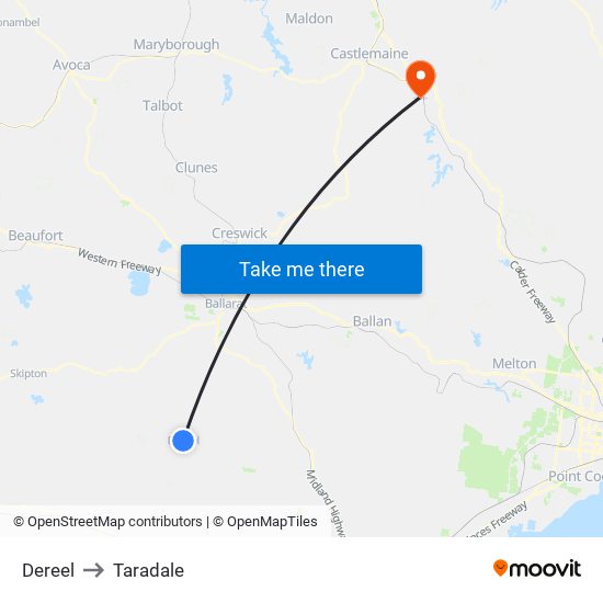 Dereel to Taradale map