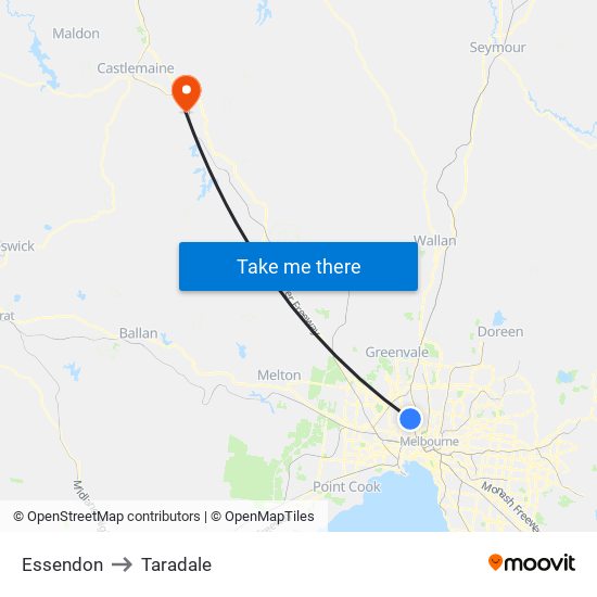 Essendon to Taradale map