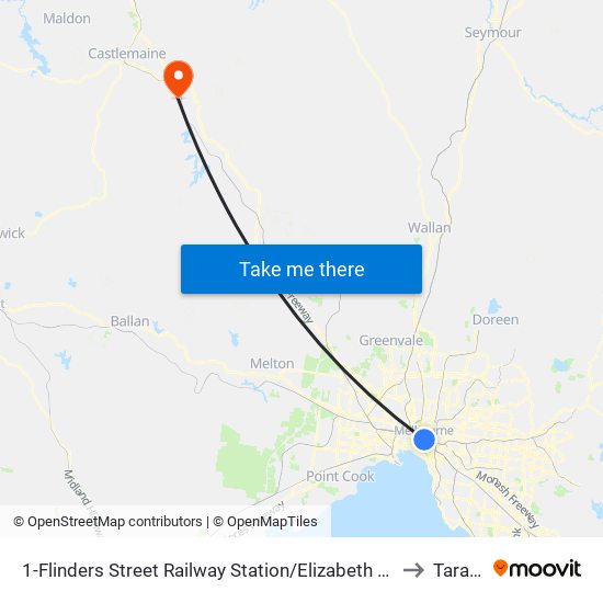 1-Flinders Street Railway Station/Elizabeth St (Melbourne City) to Taradale map