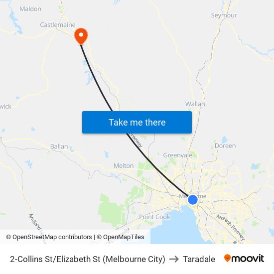 2-Collins St/Elizabeth St (Melbourne City) to Taradale map