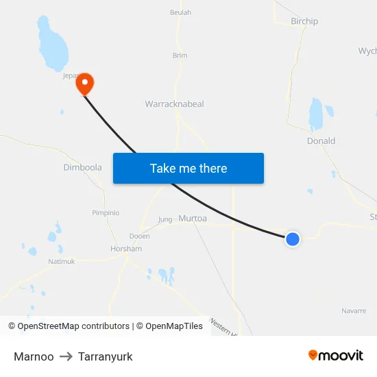 Marnoo to Tarranyurk map