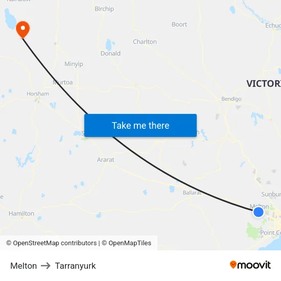 Melton to Tarranyurk map