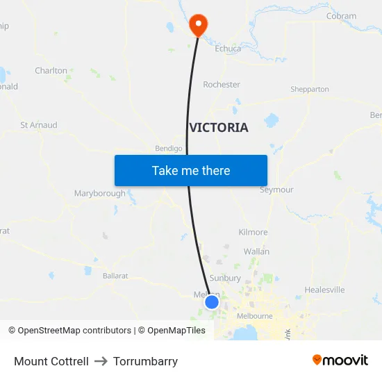 Mount Cottrell to Torrumbarry map
