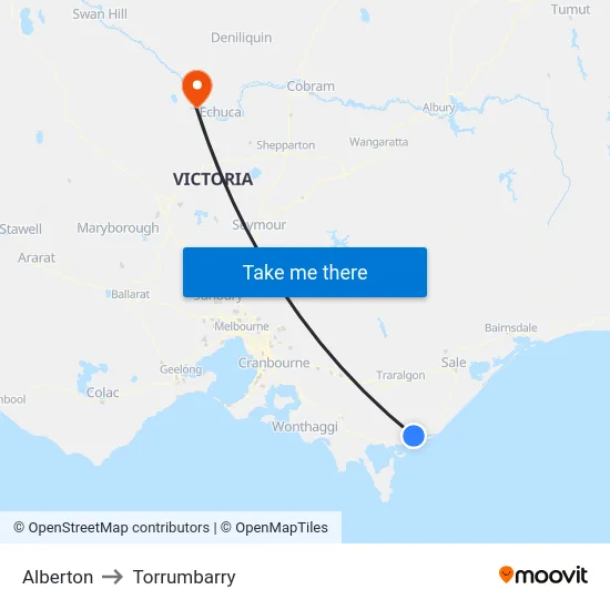Alberton to Torrumbarry map