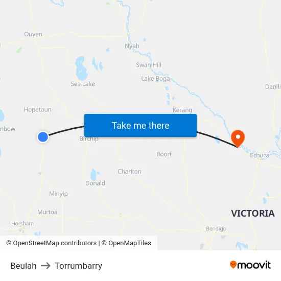 Beulah to Torrumbarry map