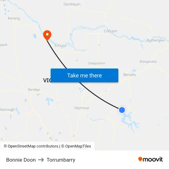 Bonnie Doon to Torrumbarry map
