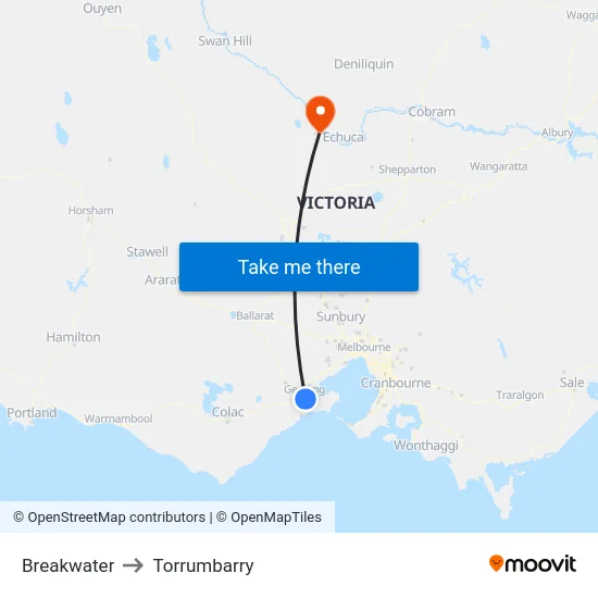 Breakwater to Torrumbarry map