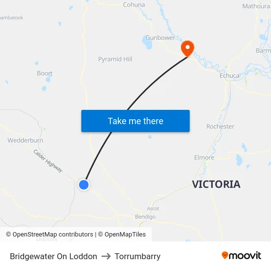 Bridgewater On Loddon to Torrumbarry map