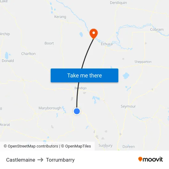 Castlemaine to Torrumbarry map