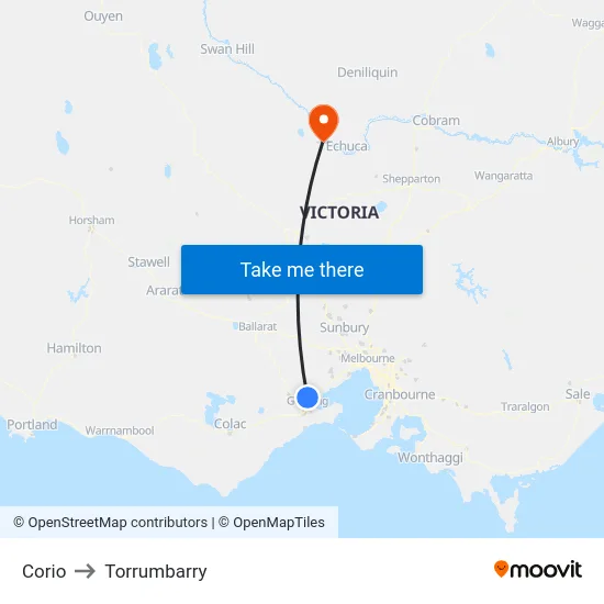 Corio to Torrumbarry map